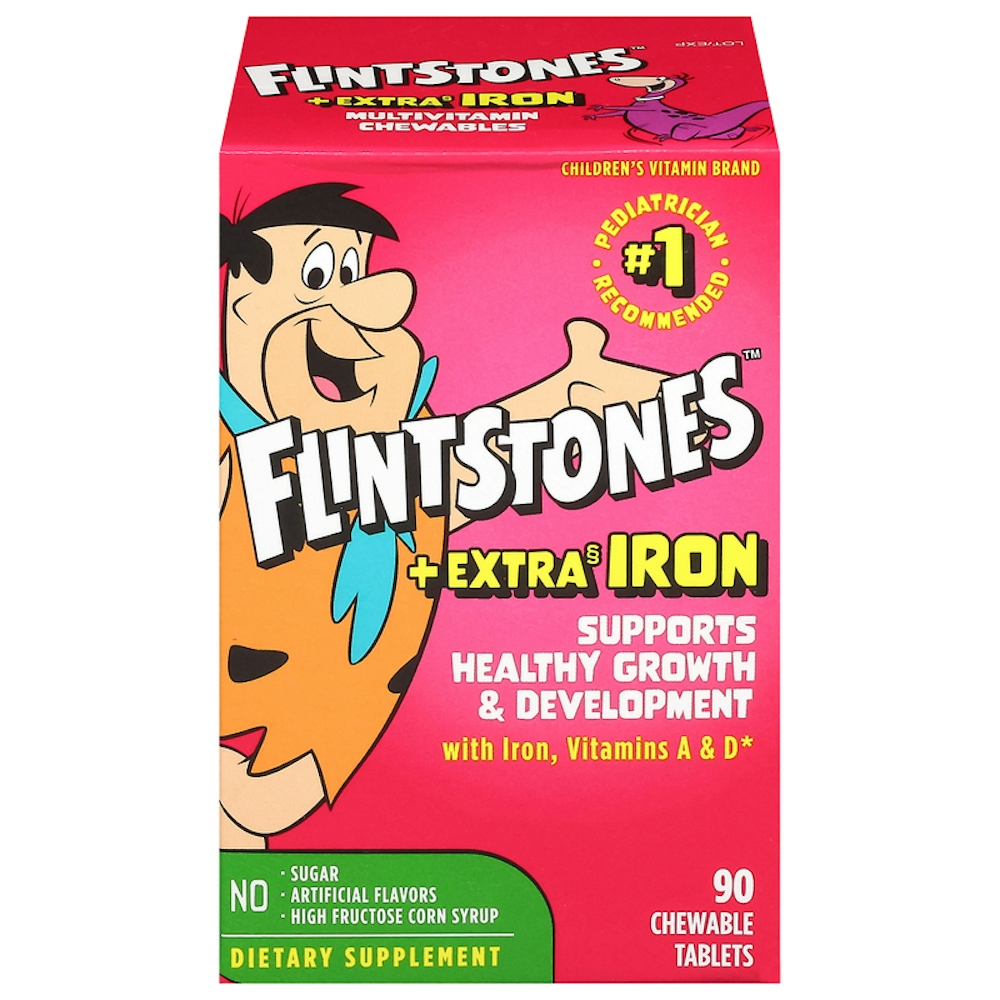 Flintstones Plus Extra Iron Multivitamin Chewable Tablets 90ct
