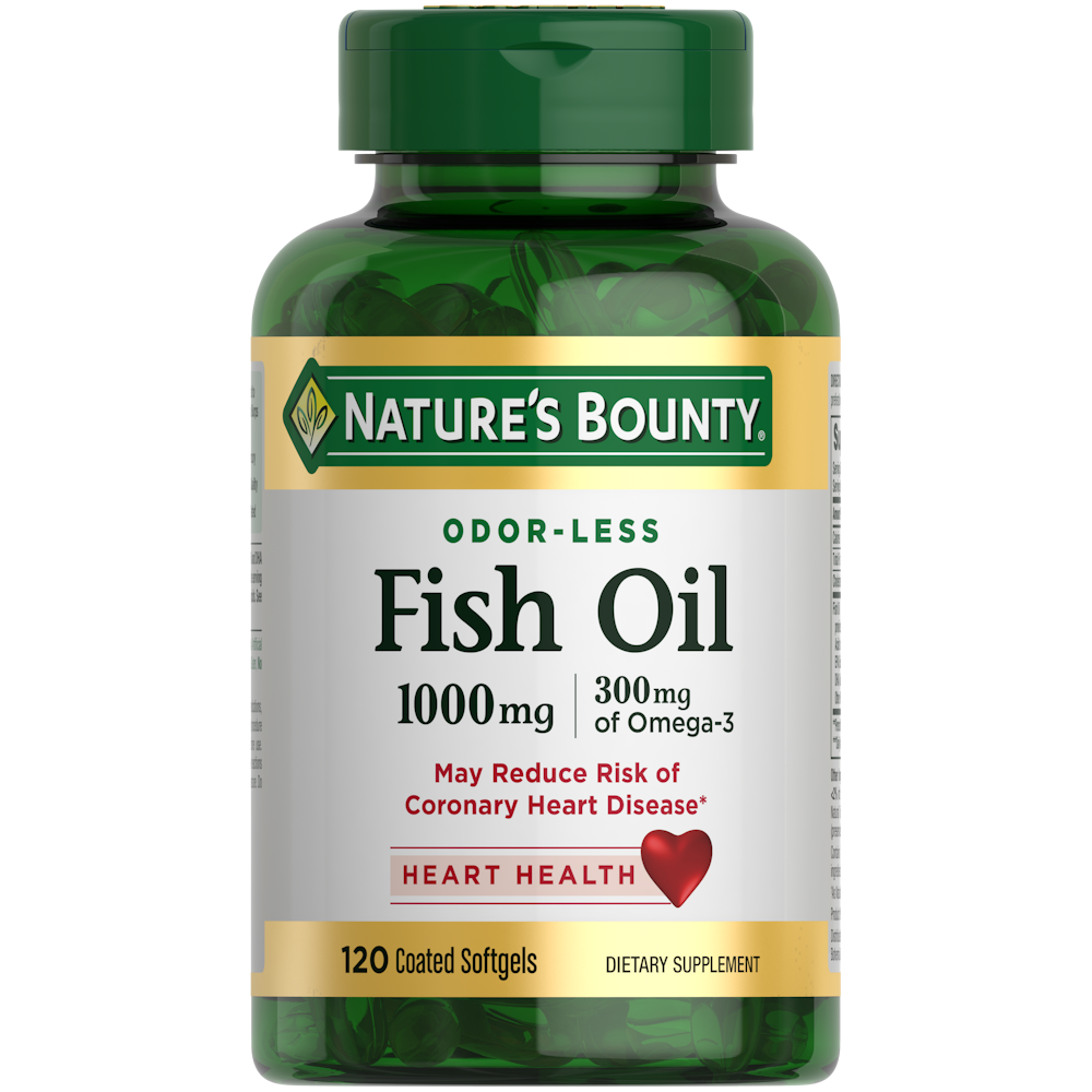 Nature's Bounty Odorless Fish Oil, 1,000 Mg, 120 Coated Softgels