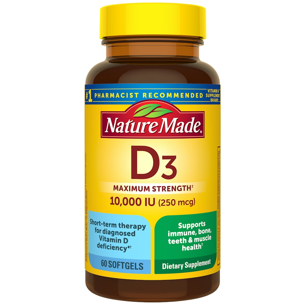 Nature Made Vitamin D3, Maximum Strength, 10,000 Iu, Softgels