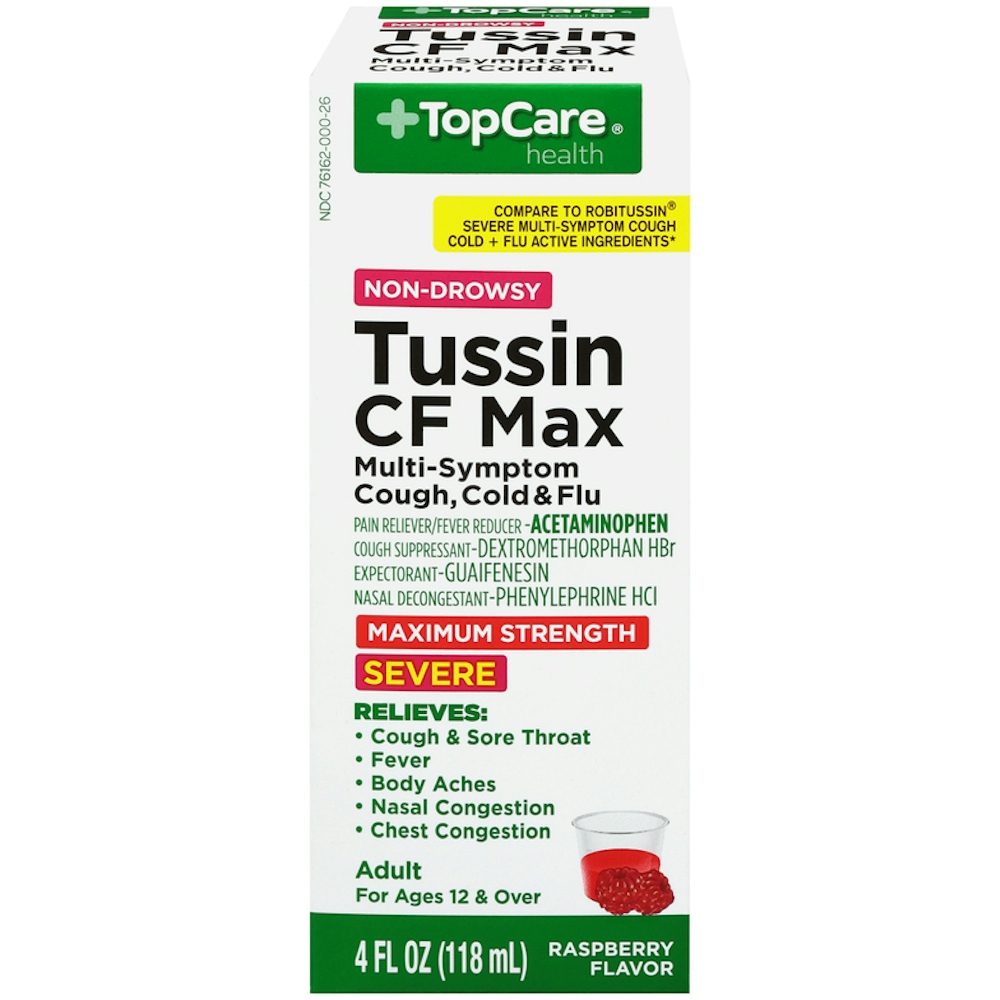 TopCare Tussin CF Max Maximum Strength Severe Raspberry Liquid 4 fl oz