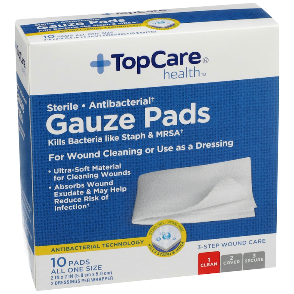 opCare Health Sterile Antibacterial Gauze Pads, 10 ct