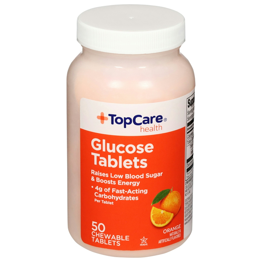 TopCare Glucose Chewable Tablets Orange 50 ct