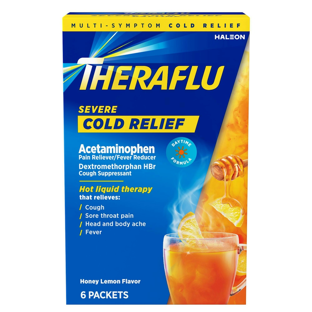 Theraflu Cold Relief, Severe, Honey Lemon Flavor, Packets