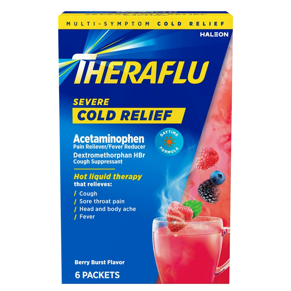 Theraflu Cold Relief, Severe, Packets, Berry Burst Flavor