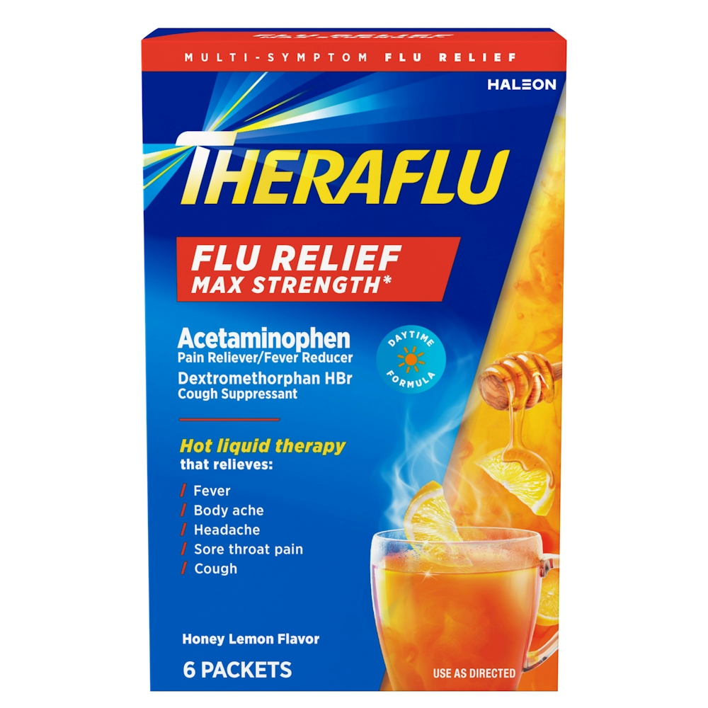 Theraflu Relief, Multi Symptom, Max Strength, Honey Lemon Flavor