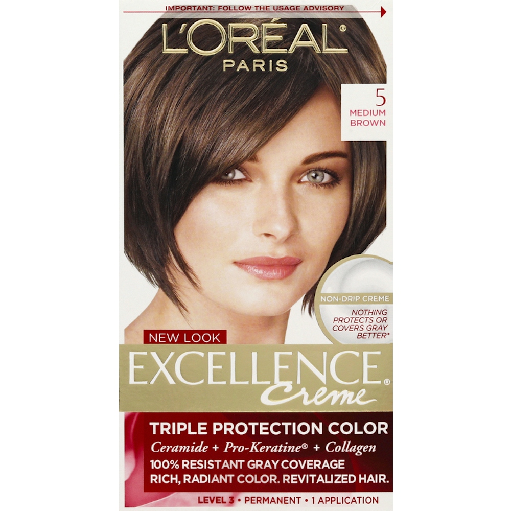 Excellence L'Oreal Paris Triple Protection Permanent Hair Color - 6.3 Fl Oz - 5 Medium Brown - 1 Kit
