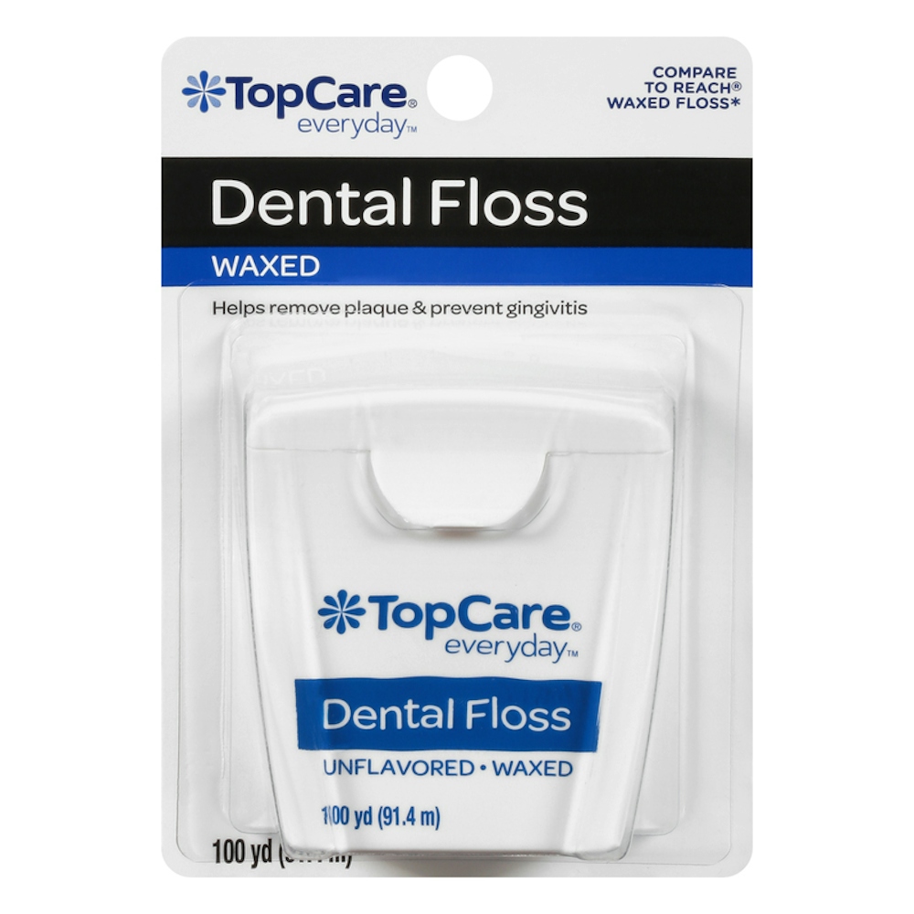 TopCare Waxed Dental Floss Unflavored 100 yd