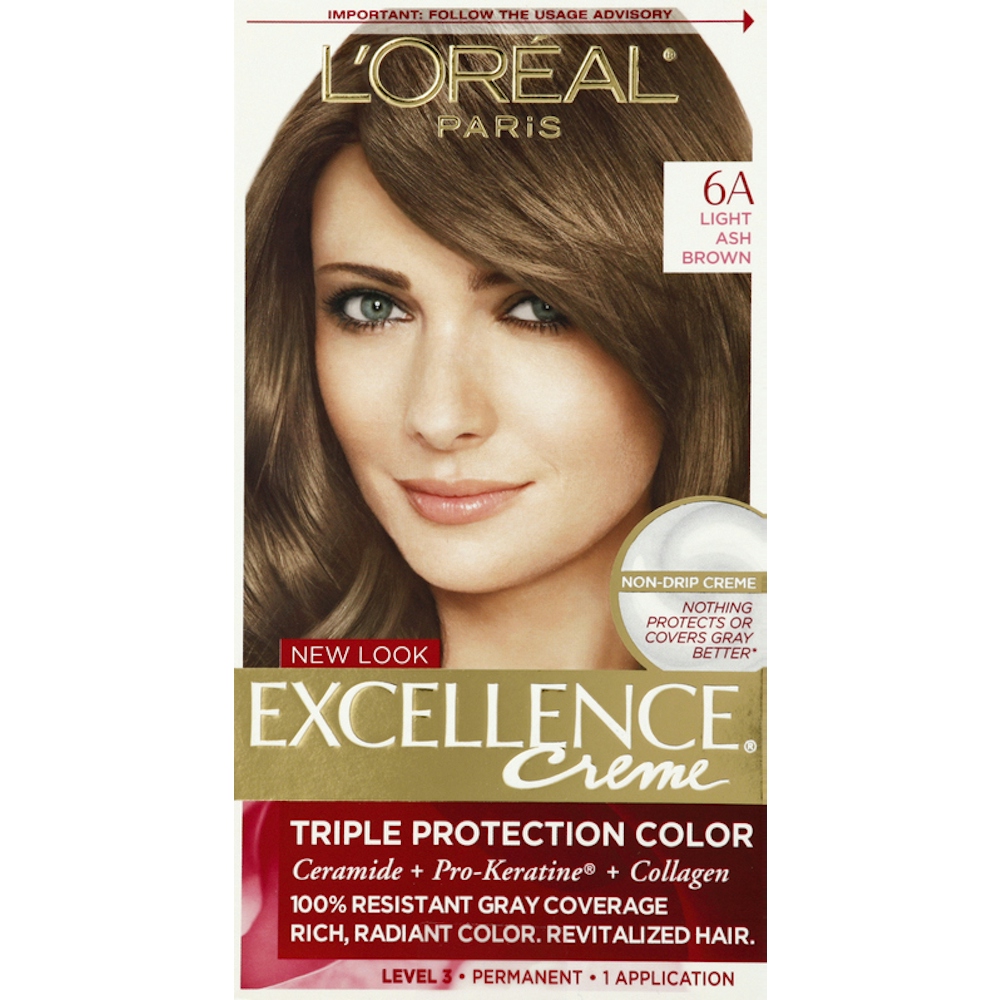 Excellence L'Oreal Paris Triple Protection Permanent Hair Color - 6.3 Fl Oz - 6A Light Ash Brown - 1 Kit