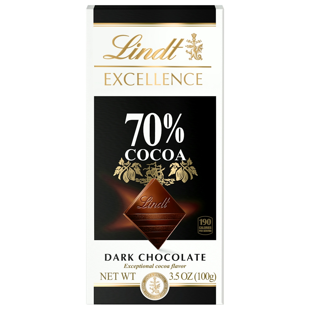 Lindt Excellence 70% Cocoa Smooth Dark Chocolate Bar, 3.5 Oz