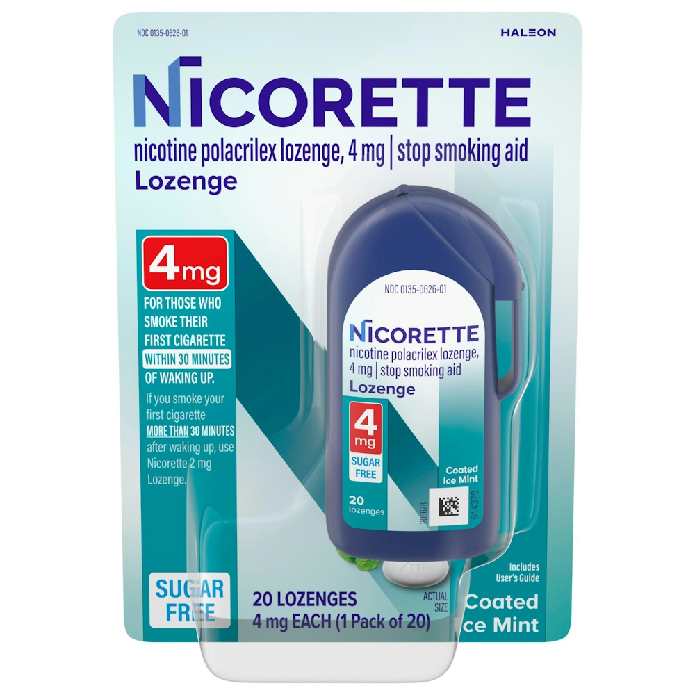 Nicorette Lozenge Coated Ice Mint Stop Smoking Aid, 4 Mg