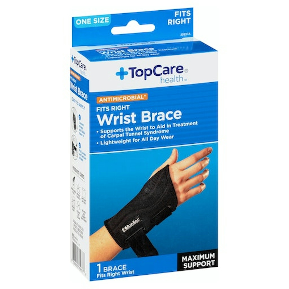TopCare Antimicrobial Maximum Support Right Wrist Brace One Size 1 ct