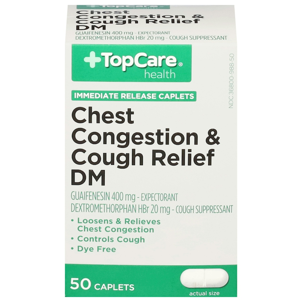 TopCare Chest Congestion & Cough Relief DM Immediate Release Caplets 50 ct