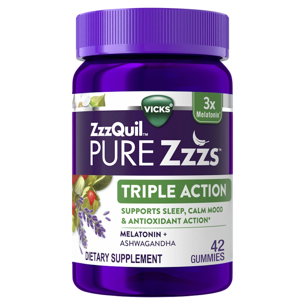 Vicks ZzzQuil Pure Zzzs Triple Action Gummy Melatonin Sleep Aid, 6mg