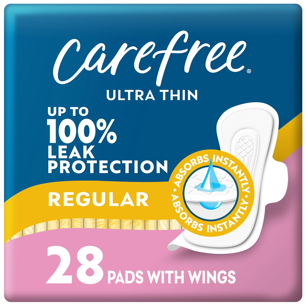 Carefree Ultra Thin Regular Pads With Wings - 28ct
