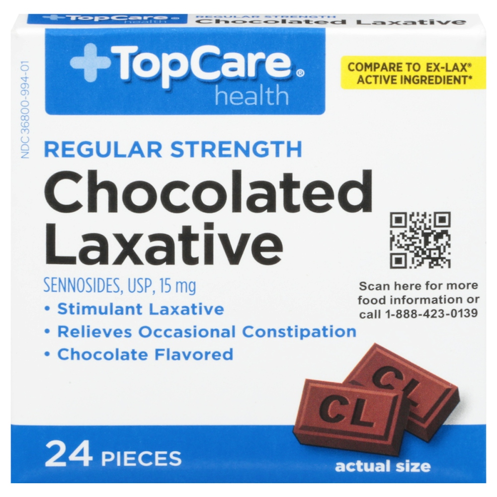 TopCare Regular Strength Chocolated Laxative 15 mg 24 ct