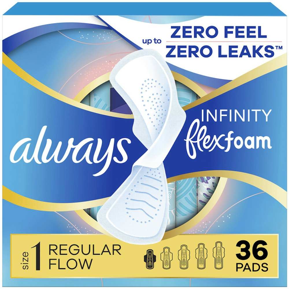 Always Infinity Pads, Size 1, Regular, With Wings, 36 Ct