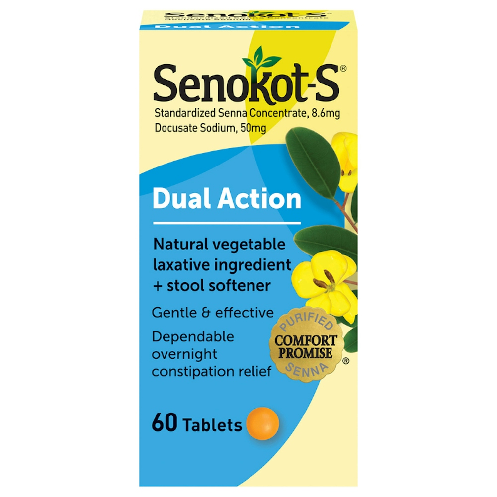 Senokot S Natural Vegetable Laxative Ingredient Plus Stool Softener Tablets