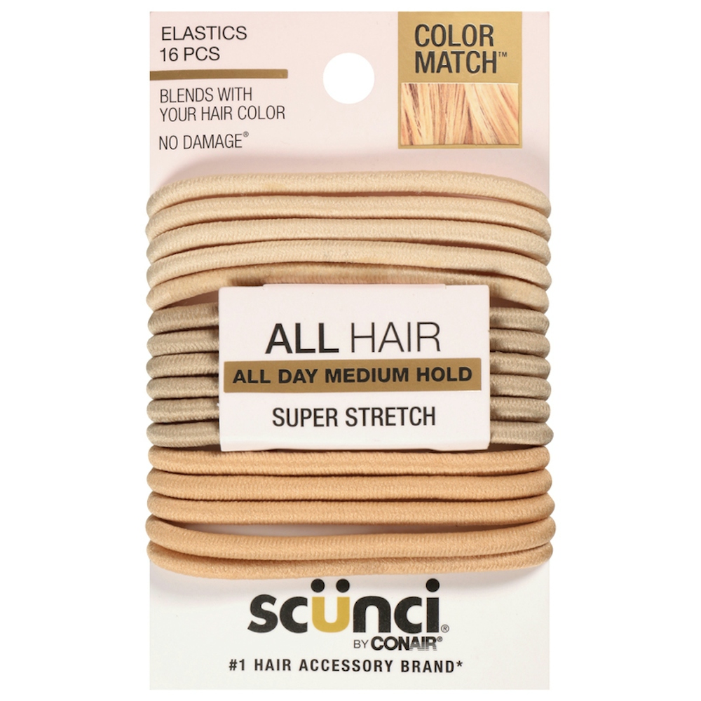 Scunci Color Match Blonde Elastics No Damage, Comfy Hold