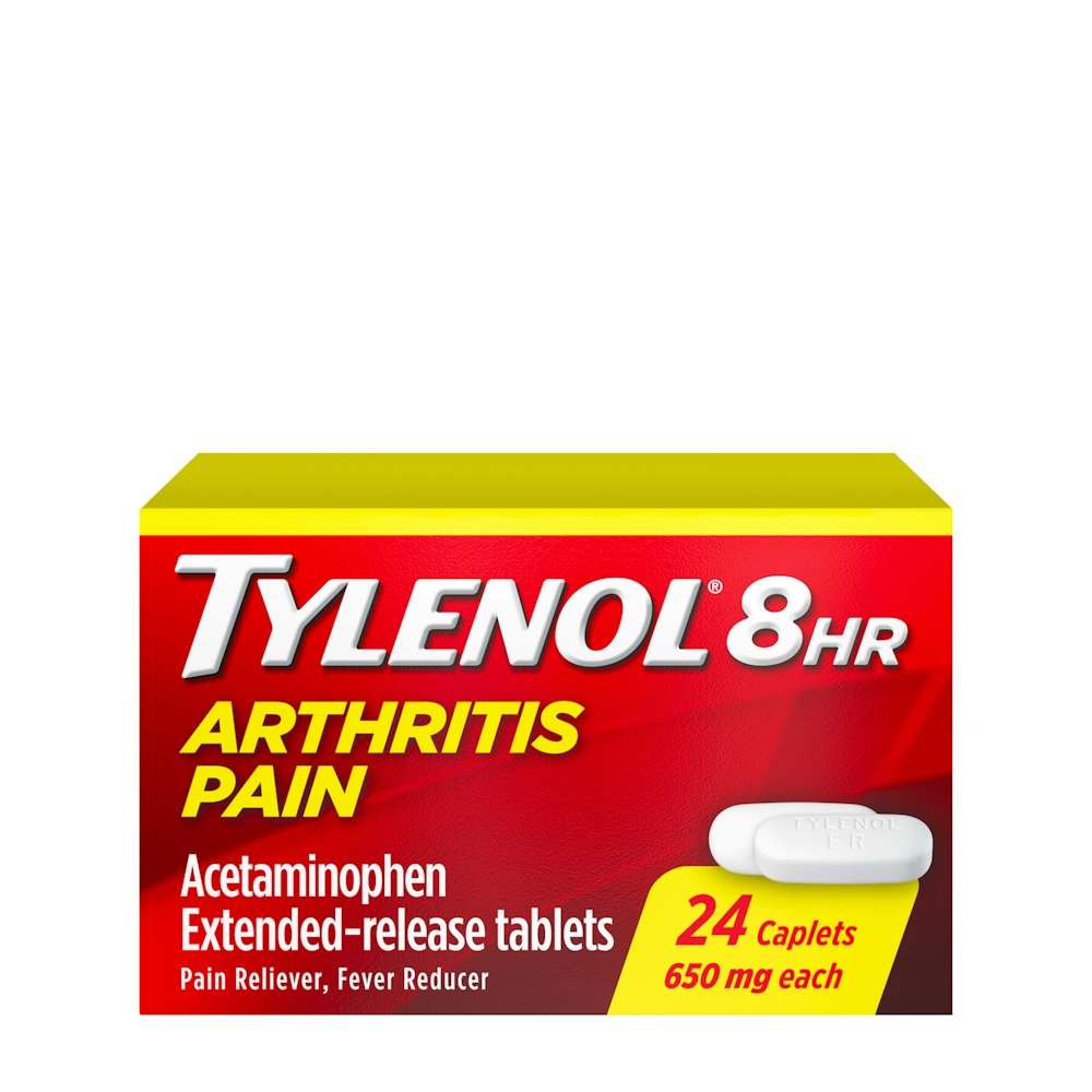 Tylenol 8 Hr Extended-Release Tablets 650 Mg Arthritis Pain Caplets 24 Ea Box