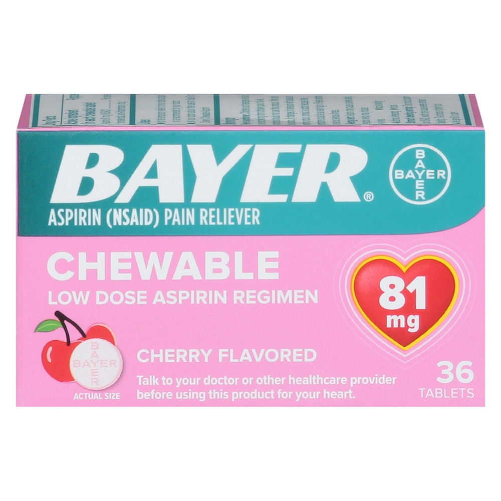 Bayer Low Dose Aspirin, 81 Mg, Chewable Tablets, Cherry