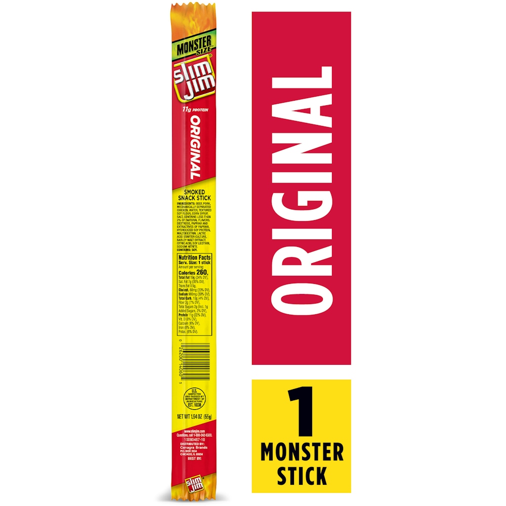 Slim Jim Original Monster Size Smoked Snack Stick - 1.94 Ounce