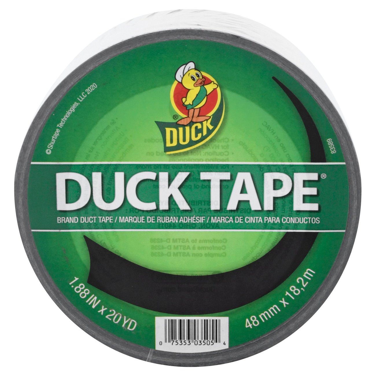 Duck Colored Duct Tape, 9 Mil, 1.88\" X 20 Yds, 3\" Core, Black