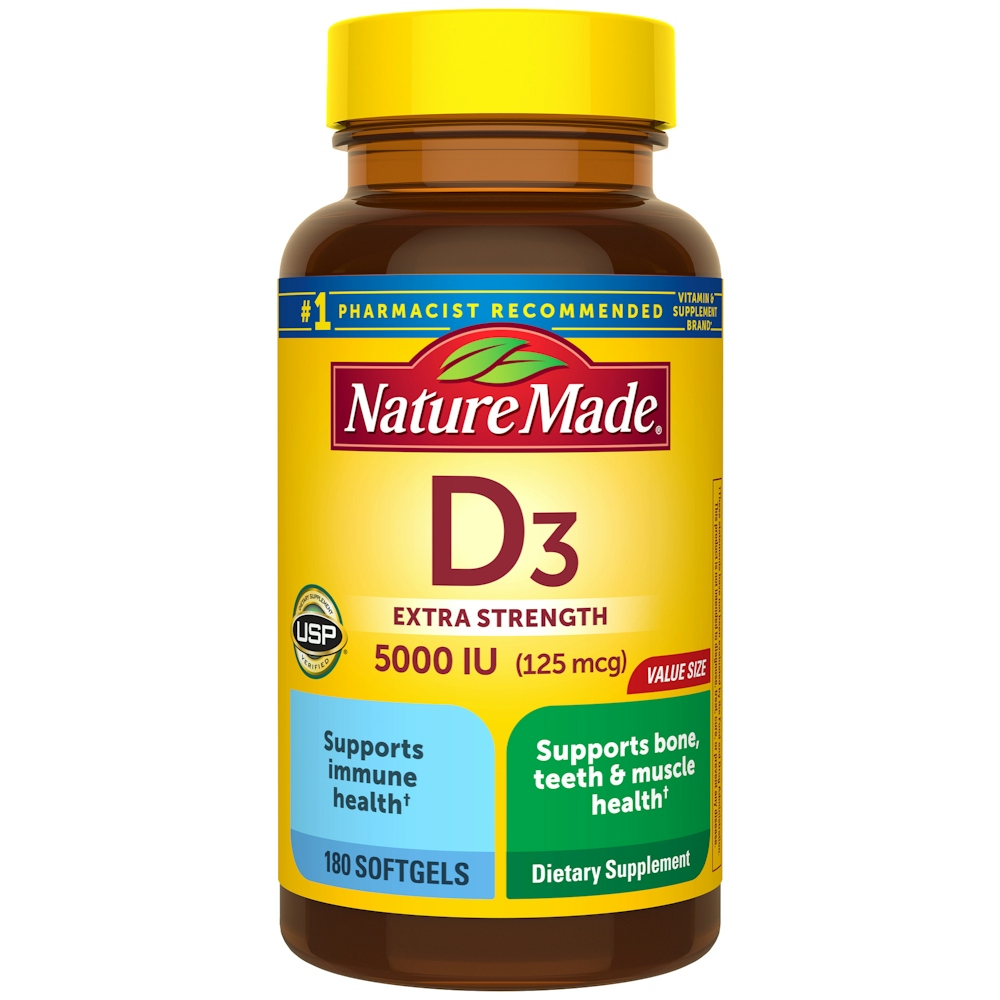 Nature Made Vitamin D3, Extra Strength, 125 Mcg, Softgels, Value Size