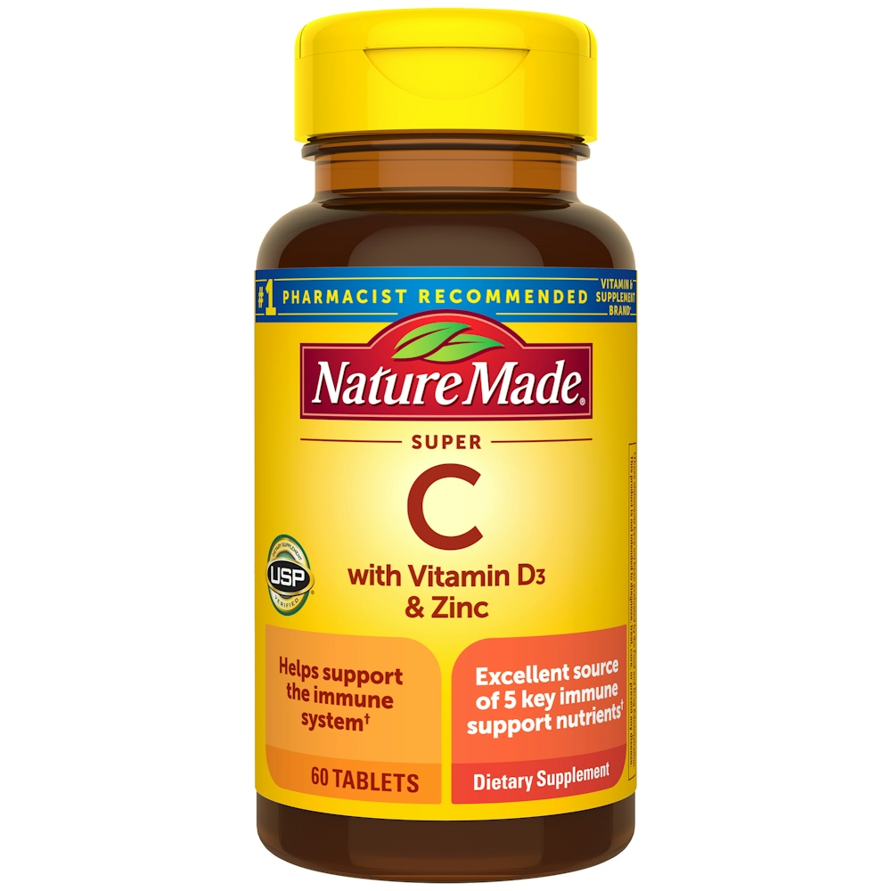 Nature Made Super C, With Vitamin D3 & Zinc, Tablets