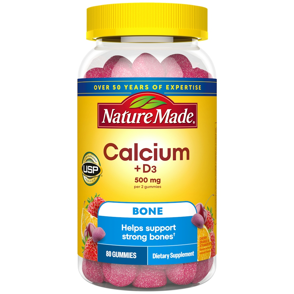 Nature Made Calcium Gummies 500 Mg Per Serving With Vitamin D3 Cherry, Orange & Strawberry