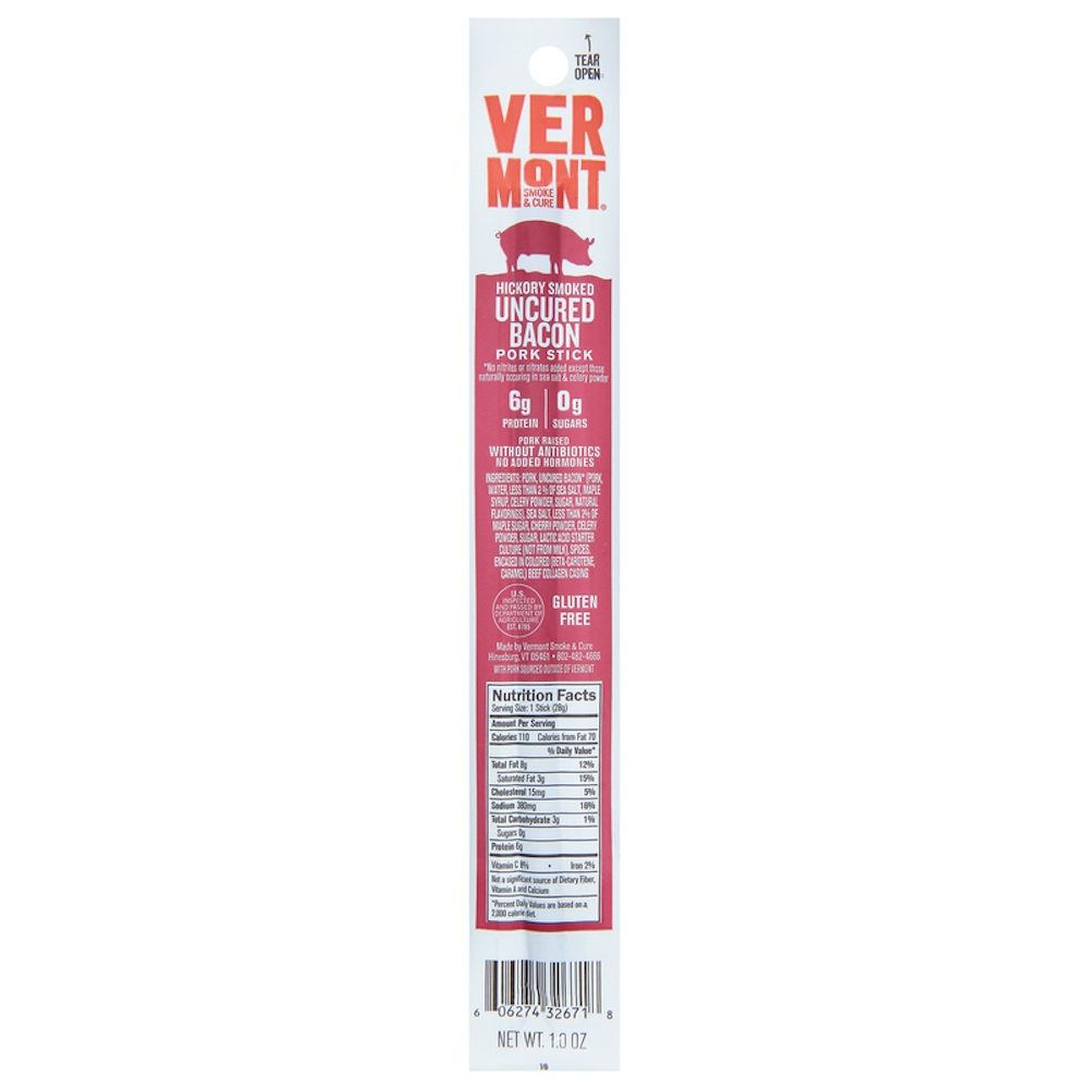 Vermont Smoke & Cure Pork Stick, Hickory Smoked, Uncured Bacon
