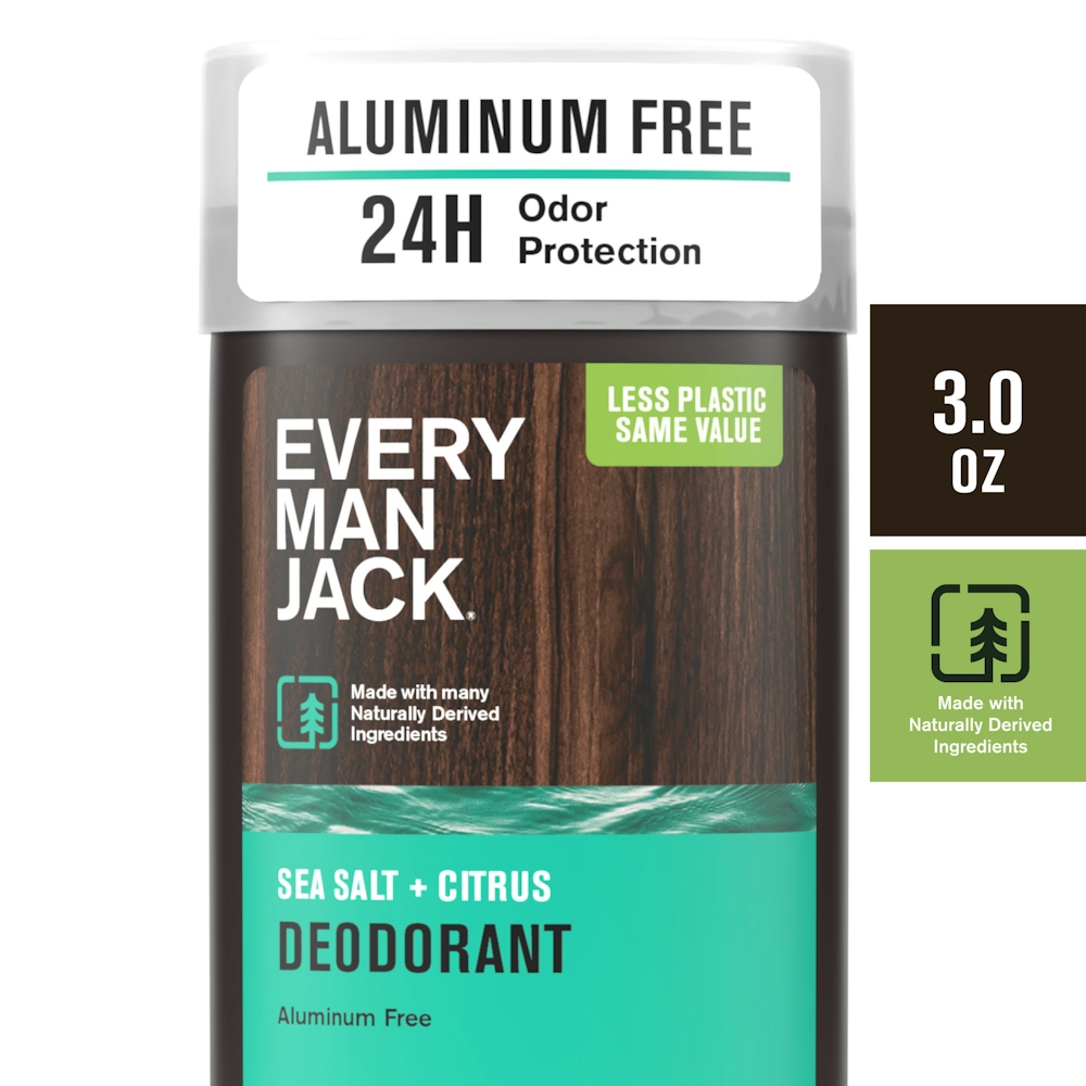 Every Man Jack Deodorant, Aluminum Free, Sea Salt + Citrus, 3 Ounce