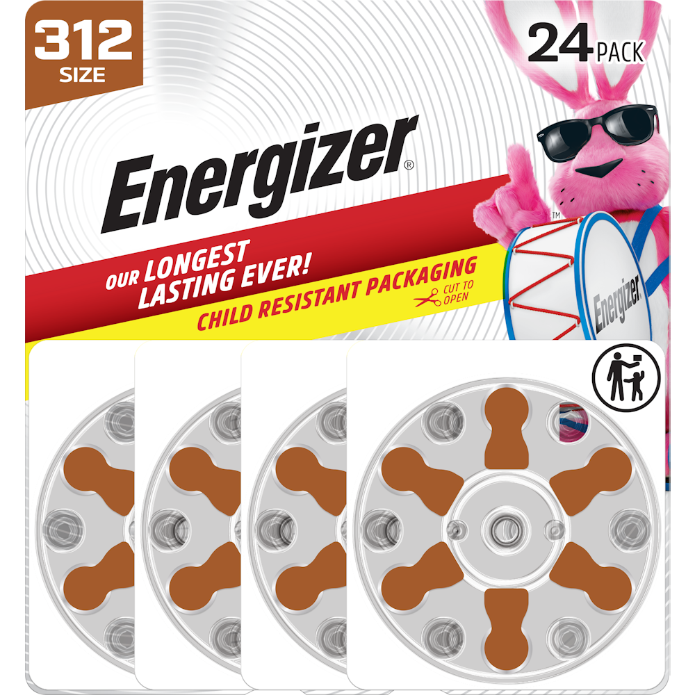 Energizer Batteries, Zinc Air, 1.45 V, Size 312