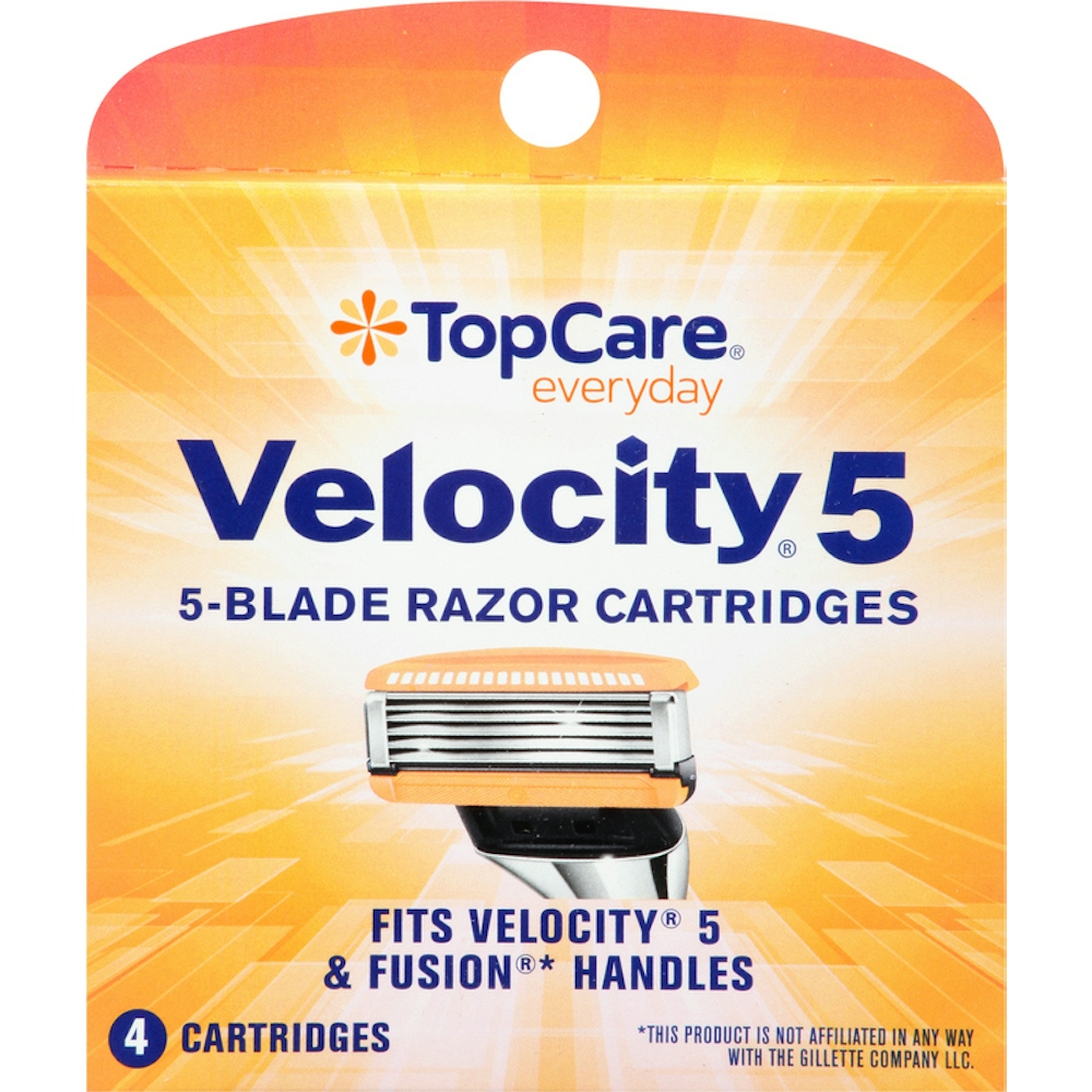 TopCare Velocity 5 5‑Blade Razor Cartridges, 4 ct