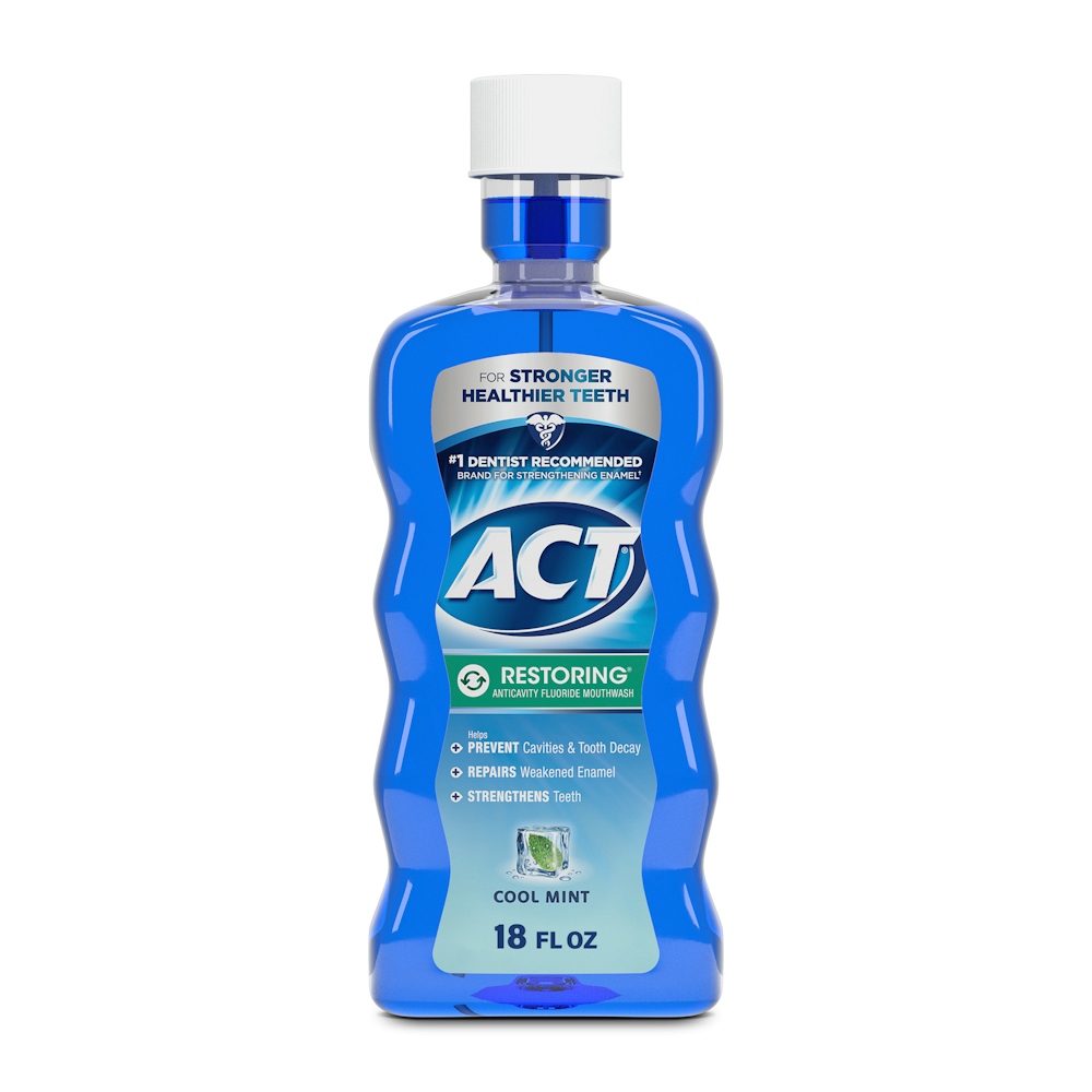 Act Fluoride Mouthwash, Anticavity, Restoring, Cool Mint 18 Fl Oz