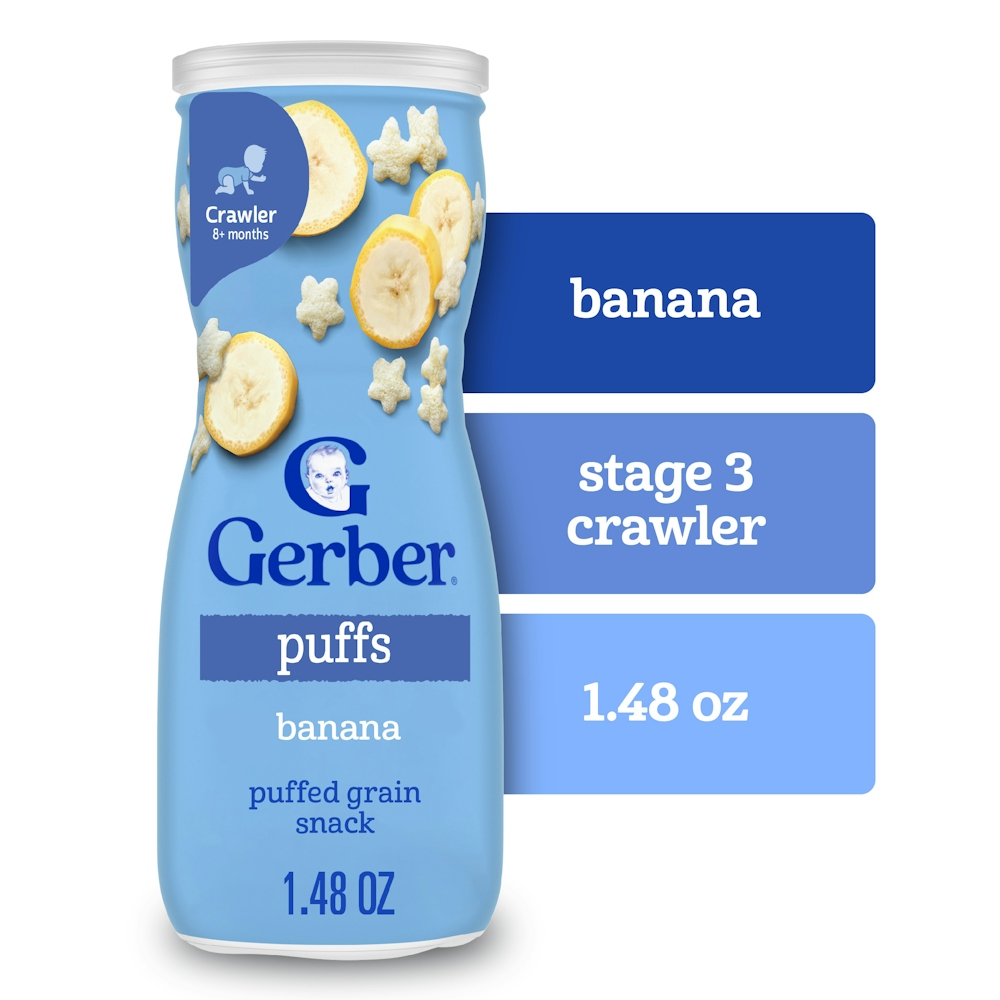 Gerber Snacks For Baby Puffs, Banana, Grain & Grow, Crawler