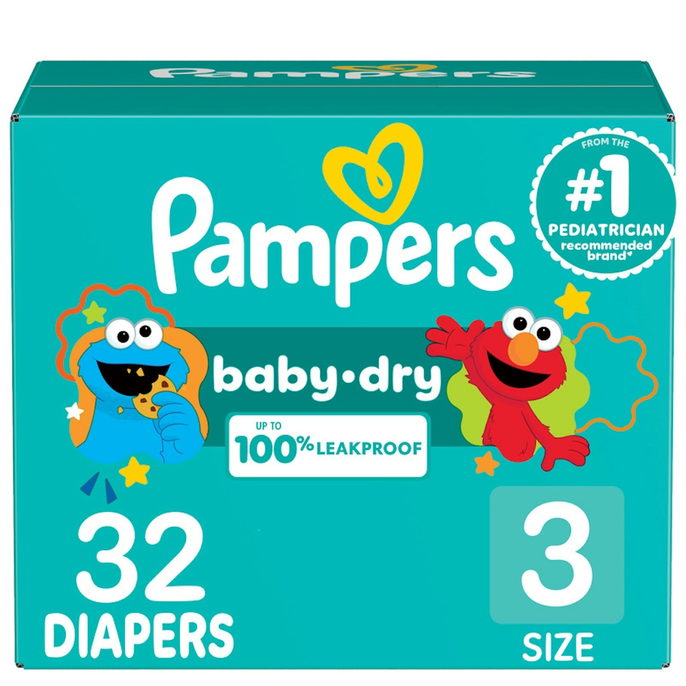 Pampers Baby Dry Diapers, Size 3, 16-28 Lbs, 32 Count, Absorbent Disposable Diapers