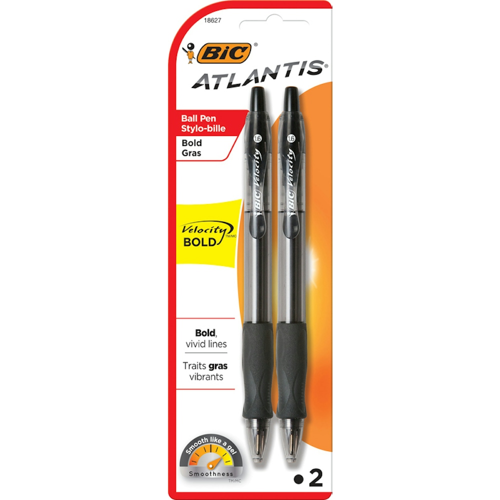 BiC Atlantis Velocity Bold Ball Pens, Black