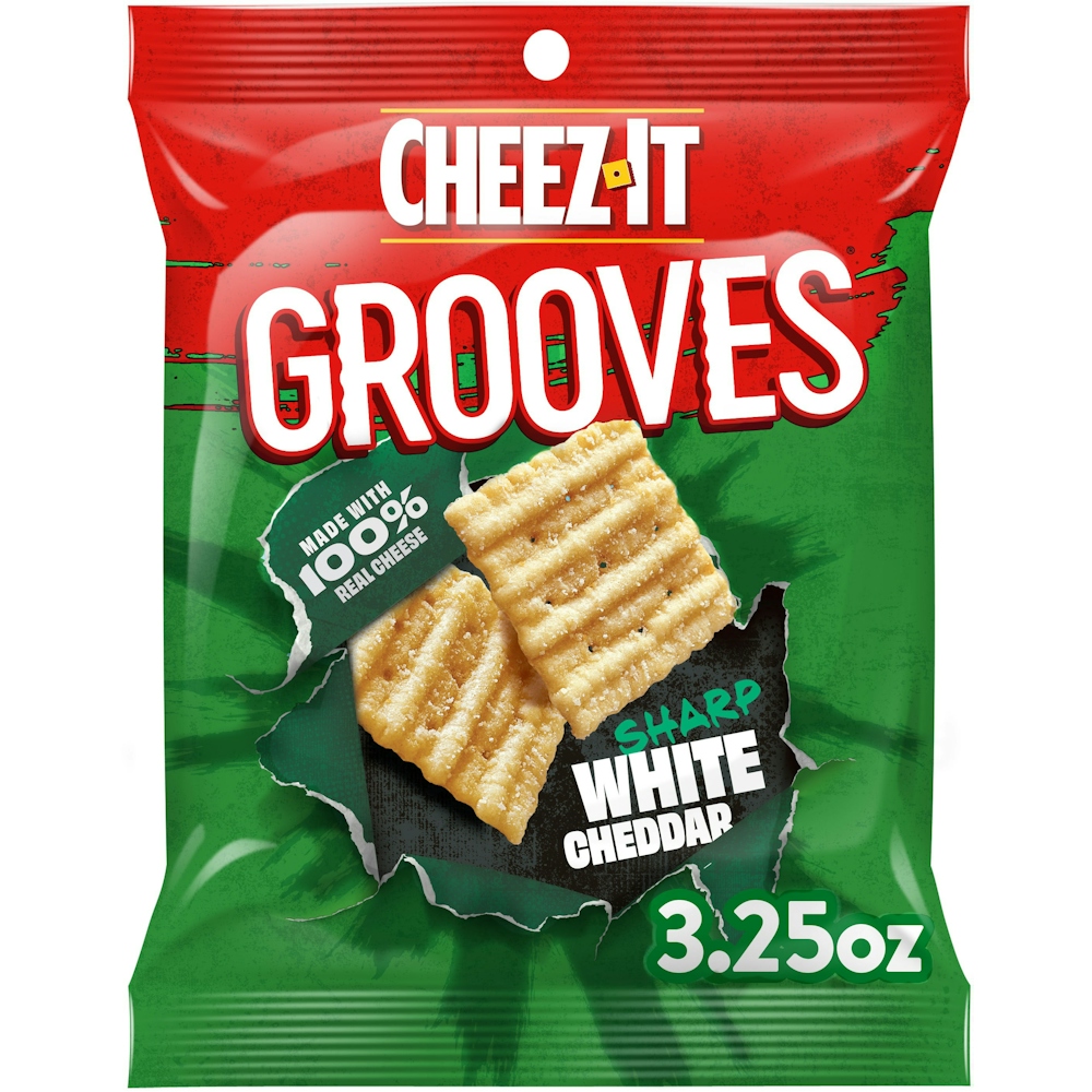 Cheez-It Grooves Crackers, Sharp White Cheddar - 3.25 Oz