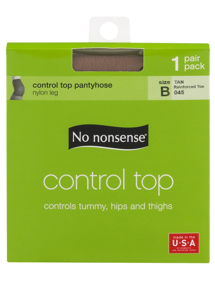 No nonsense Control Top Pantyhose Size B Tan Reinforced Toe - 1 PR