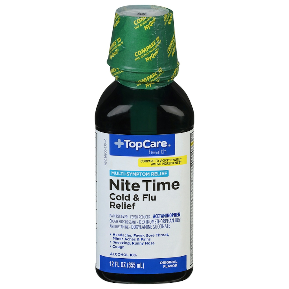 TopCare NiteTime Cold & Flu Multi‑Symptom Original Liquid 12 fl oz