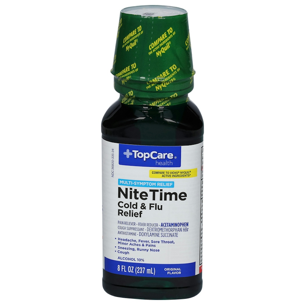TopCare NiteTime Cold & Flu Multi‑Symptom Original Liquid 8 fl oz