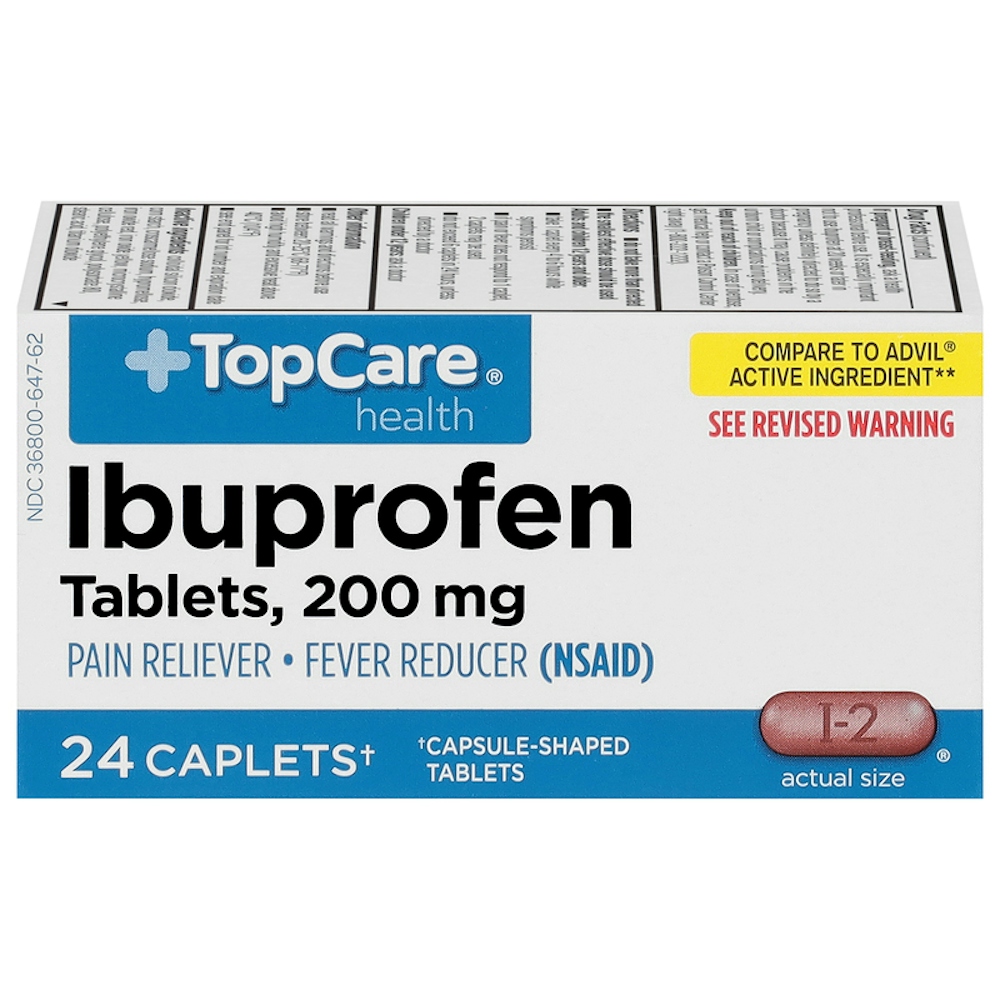 TopCare Ibuprofen Pain Reliever Caplets 200 mg, 24 ct