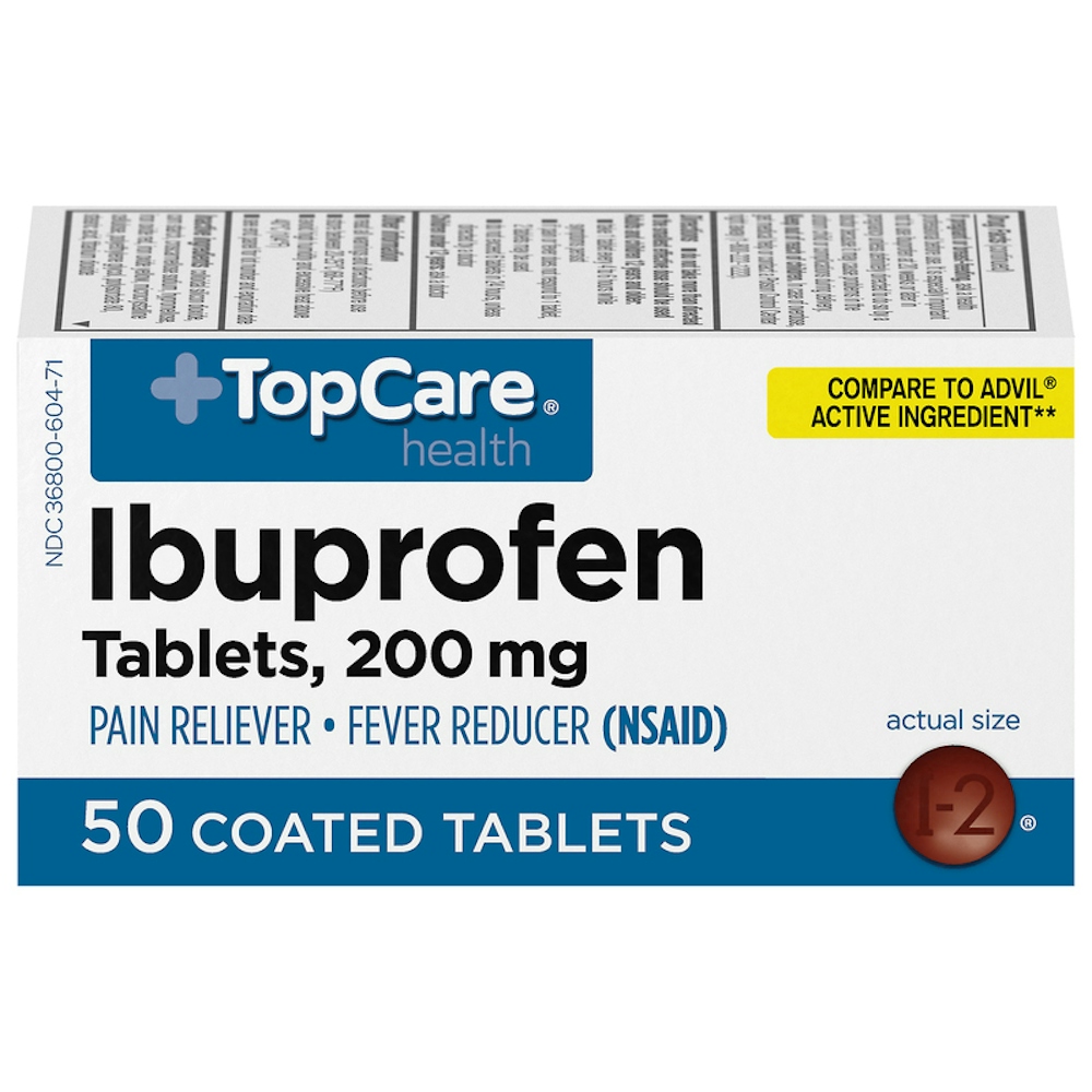 TopCare Ibuprofen Pain Reliever Tablets 200 mg, 50 ct