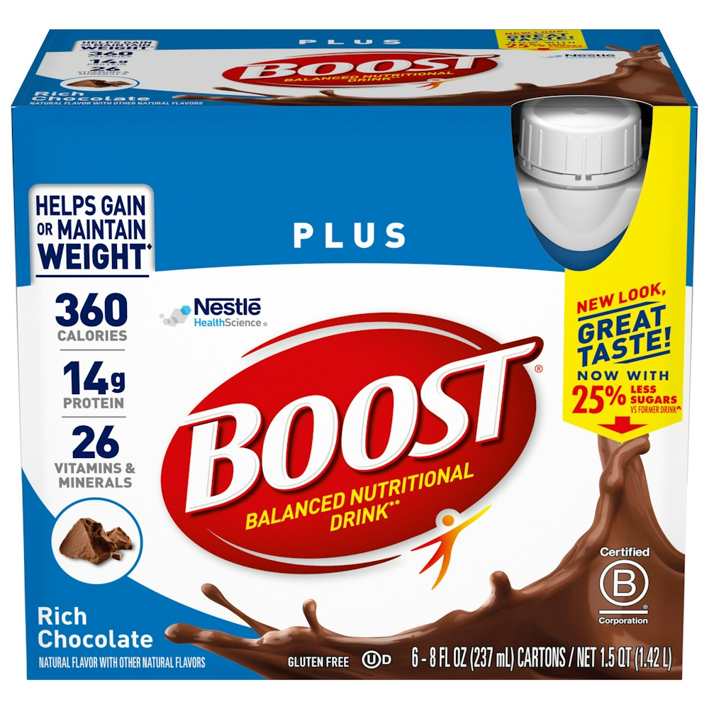 Boost Plus Complete Nutritional Drink - Rich Chocolate - 8oz/6ct