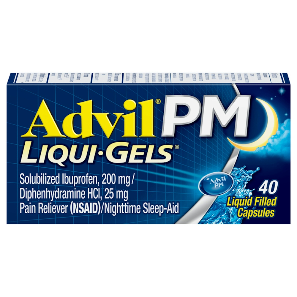 Advil PM Liqui-Gels Pain Reliever/Nighttime Sleep Aid Liquid Filled Capsules, 200mg Ibuprofen, 25mg Diphenhydramine