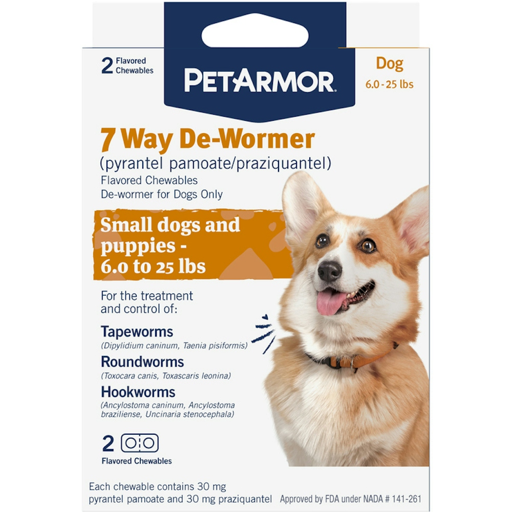 PetArmor 7 Way De-Wormer For Puppies And Small Dogs, 6-25-Lbs., 2 Tablets