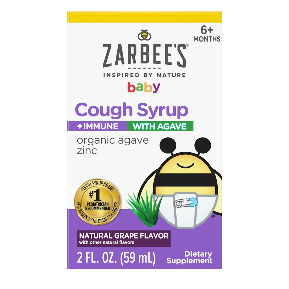 Zarbee's Cough Syrup Immune With Agave, Baby, Natural Grape Flavor 2 Fl Oz