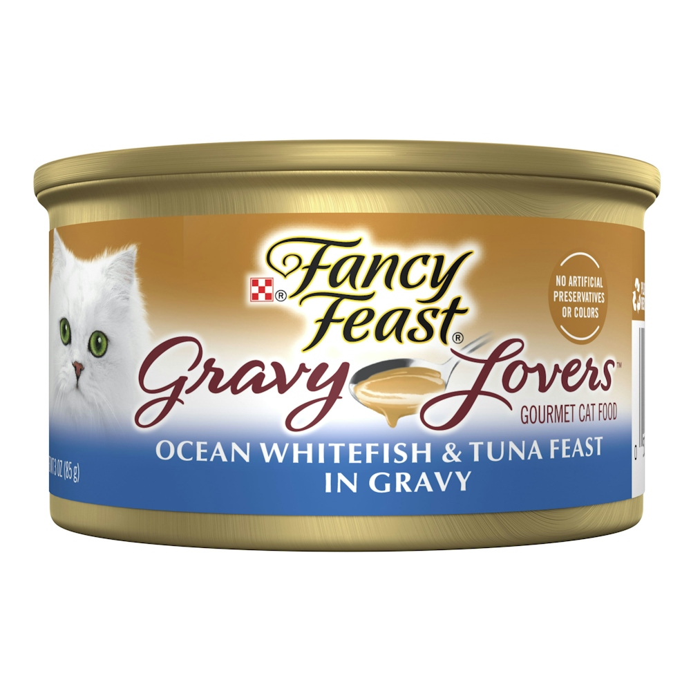 Fancy Feast Gourmet Wet Ocean Whitefish & Tuna In Gravy Cat Food 3 Oz