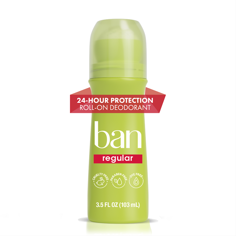 Ban Antiperspirant Deodorant, Invisible, Roll On, Regular 3.5 Fl Oz