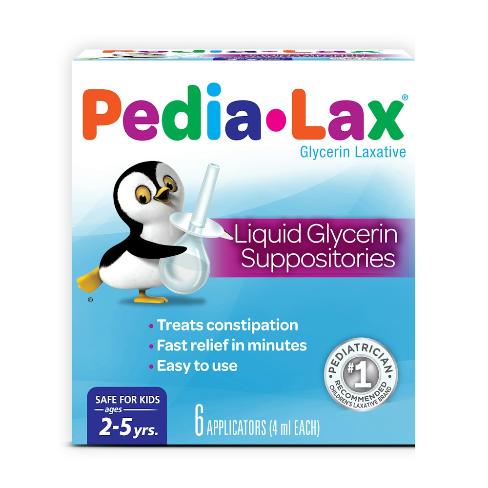 Pedia-Lax Laxative Liquid Glycerin Suppositories For Kids - Ages 2-5 - 6ct